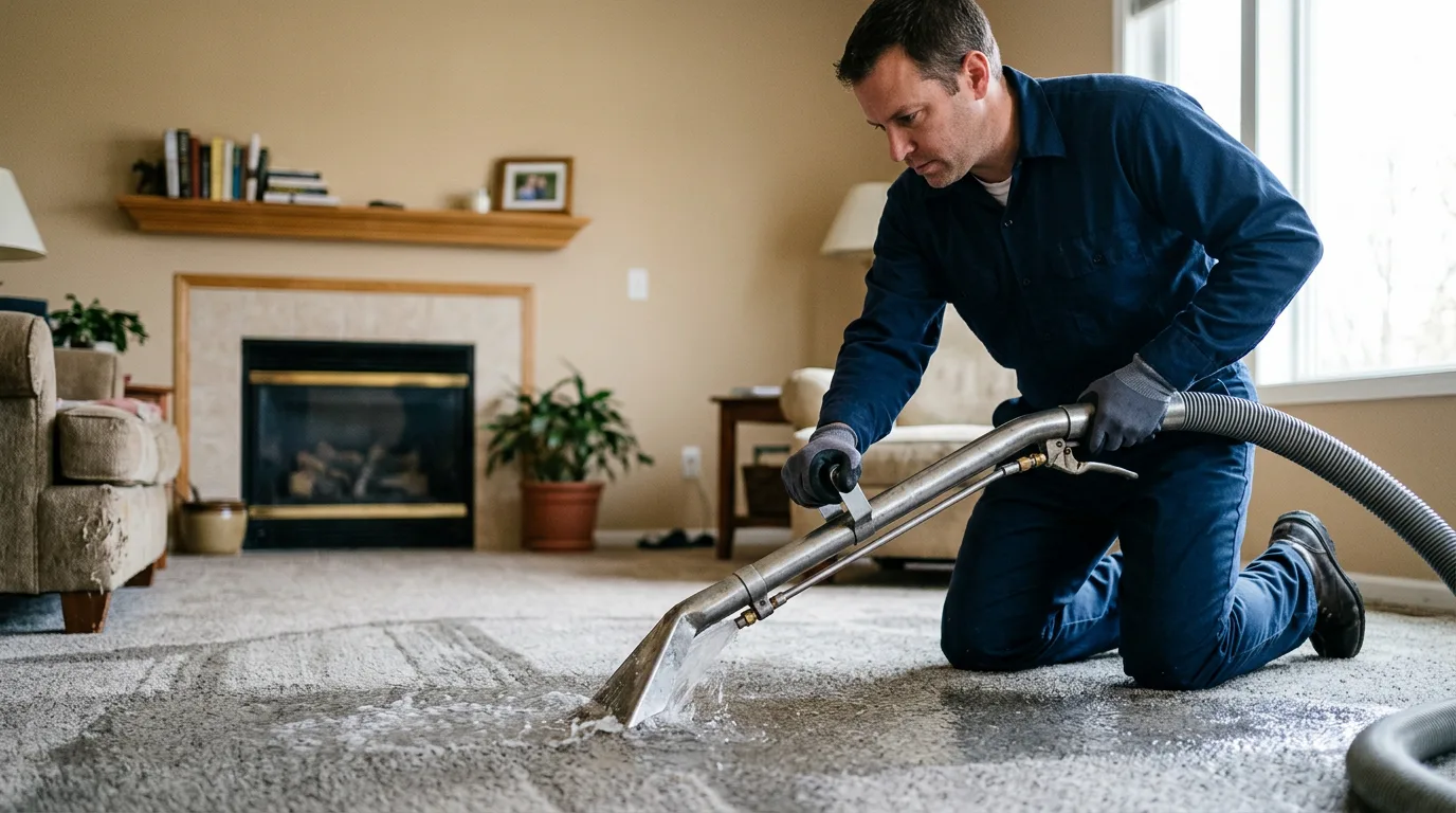 Water damage restoration technician working near Rollingstone, MN